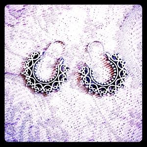 Vintage Silver Loop-Design Earrings